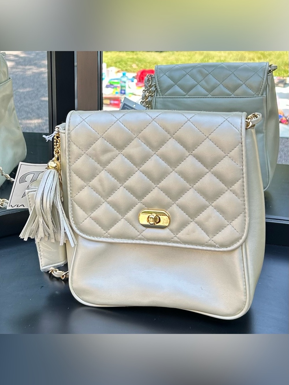 VIA PIAGGI Gold Quilted Crossbody NWT